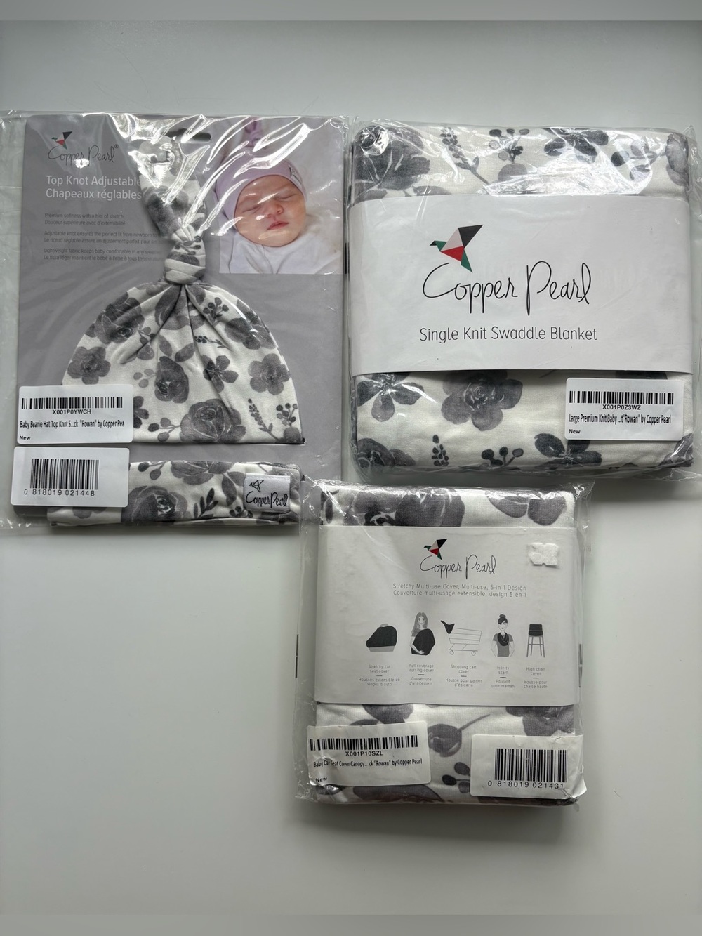 Copper Pearl Bundle: Top Knot Hat, Swaddle, Car seat Cover